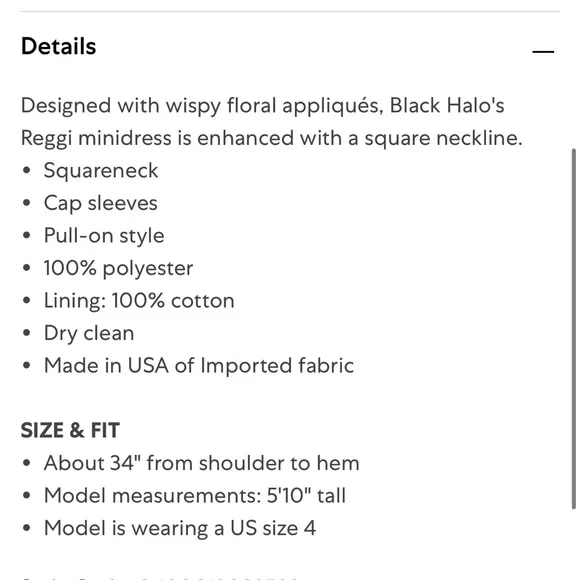 *NEW* BLACK HALO REGGI FLORAL SQUARENECK MINI DRESS - Picture 5 of 12
